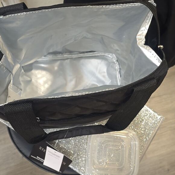 Steve Madden Quilted Insulated Lunch Tote Bag- Black